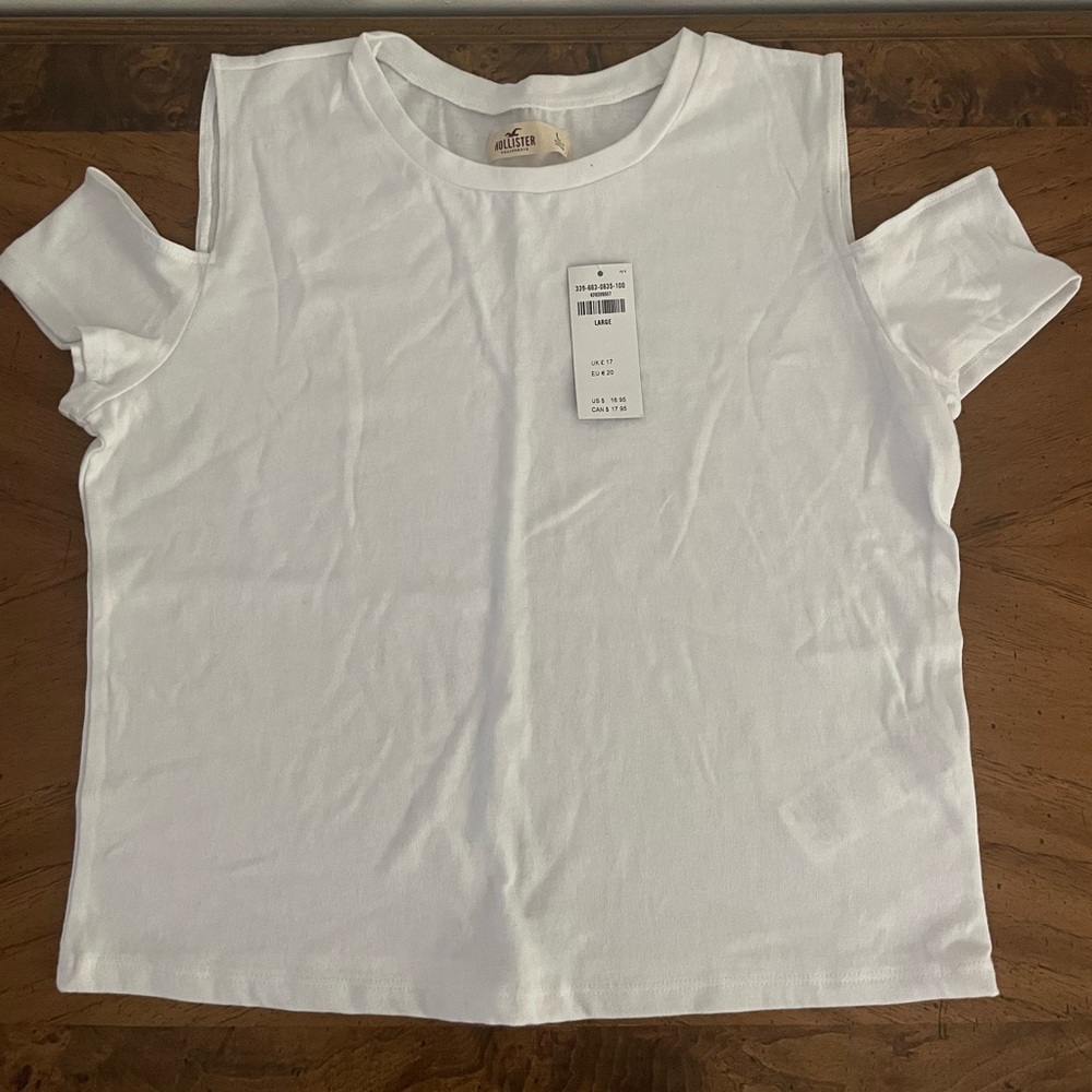 NWT Hollister size large white shirt with cutout shoulders